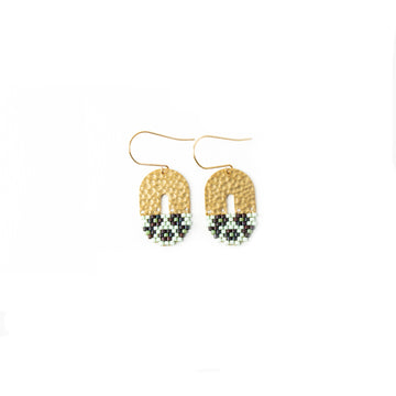 Beaded Handwoven Floral Brass Earrings