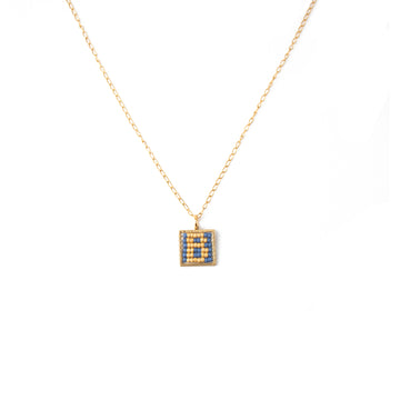 Beaded Square Initial Necklace