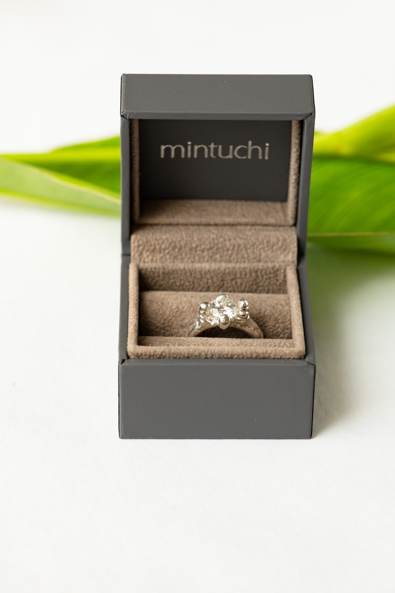 Moissanite Engagement Ring Silver, Handmade Wax Carved Ring, Unique Promise Ring