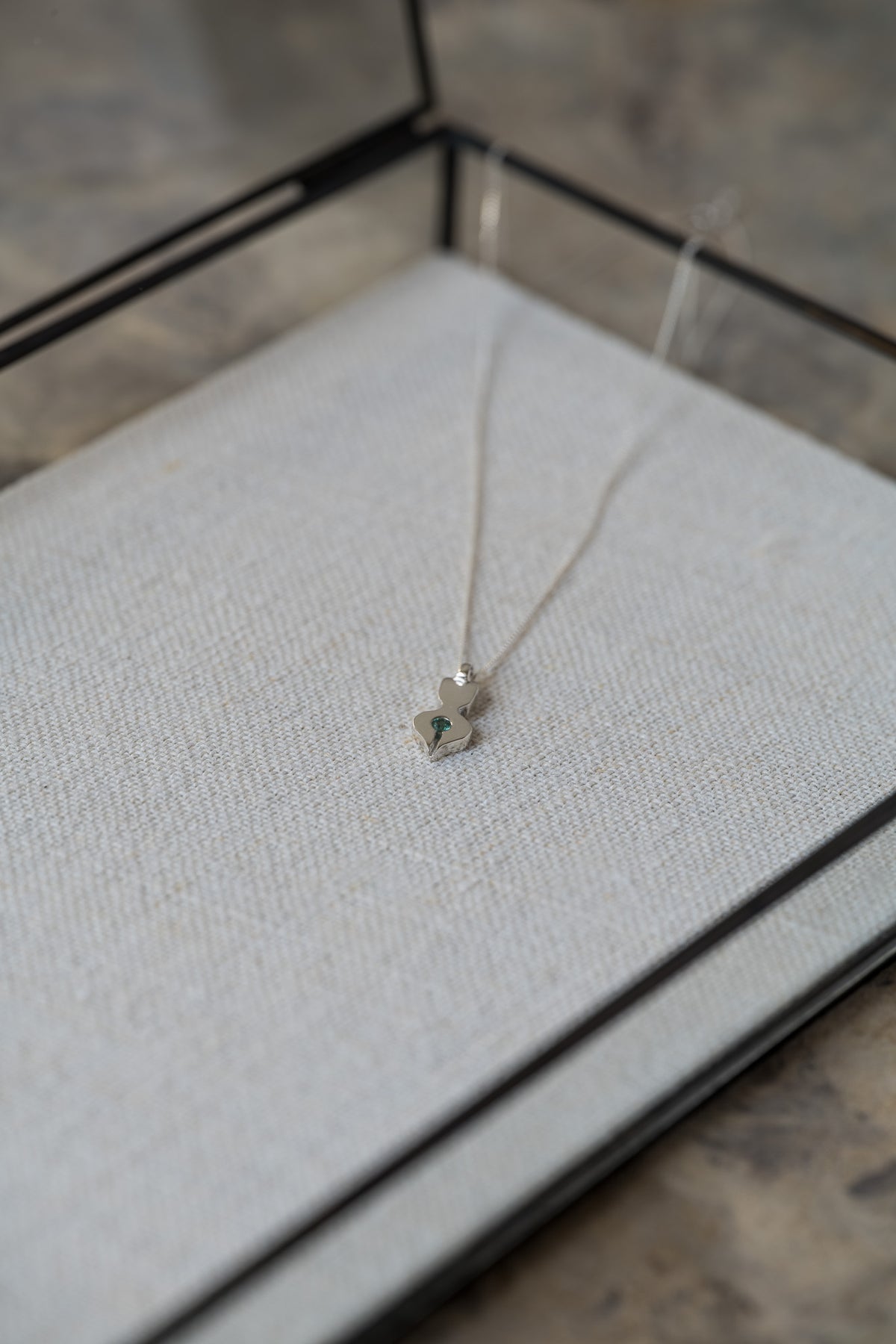Sterling Silver Fountain Pen Necklace with Green Tourmaline