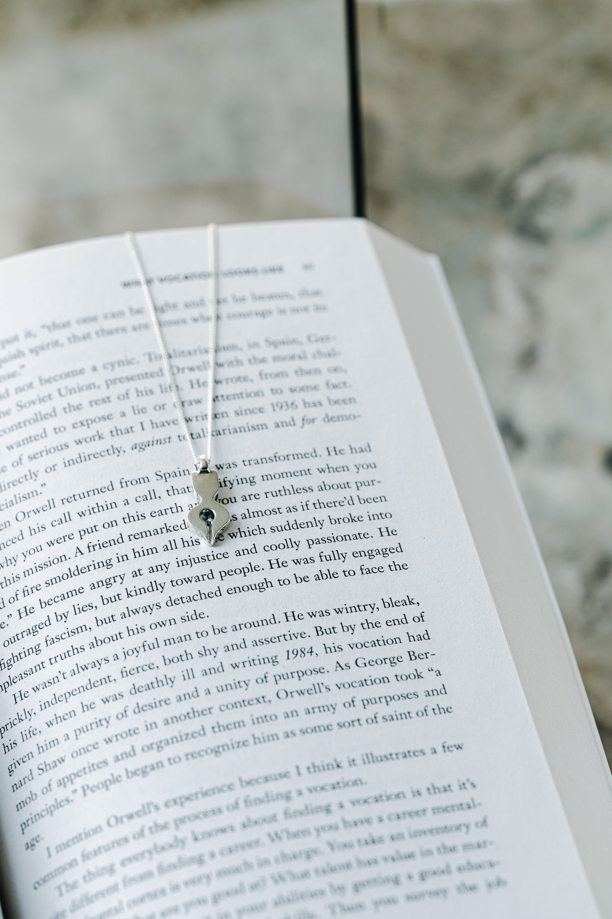 Sterling Silver Fountain Pen Necklace with Green Tourmaline