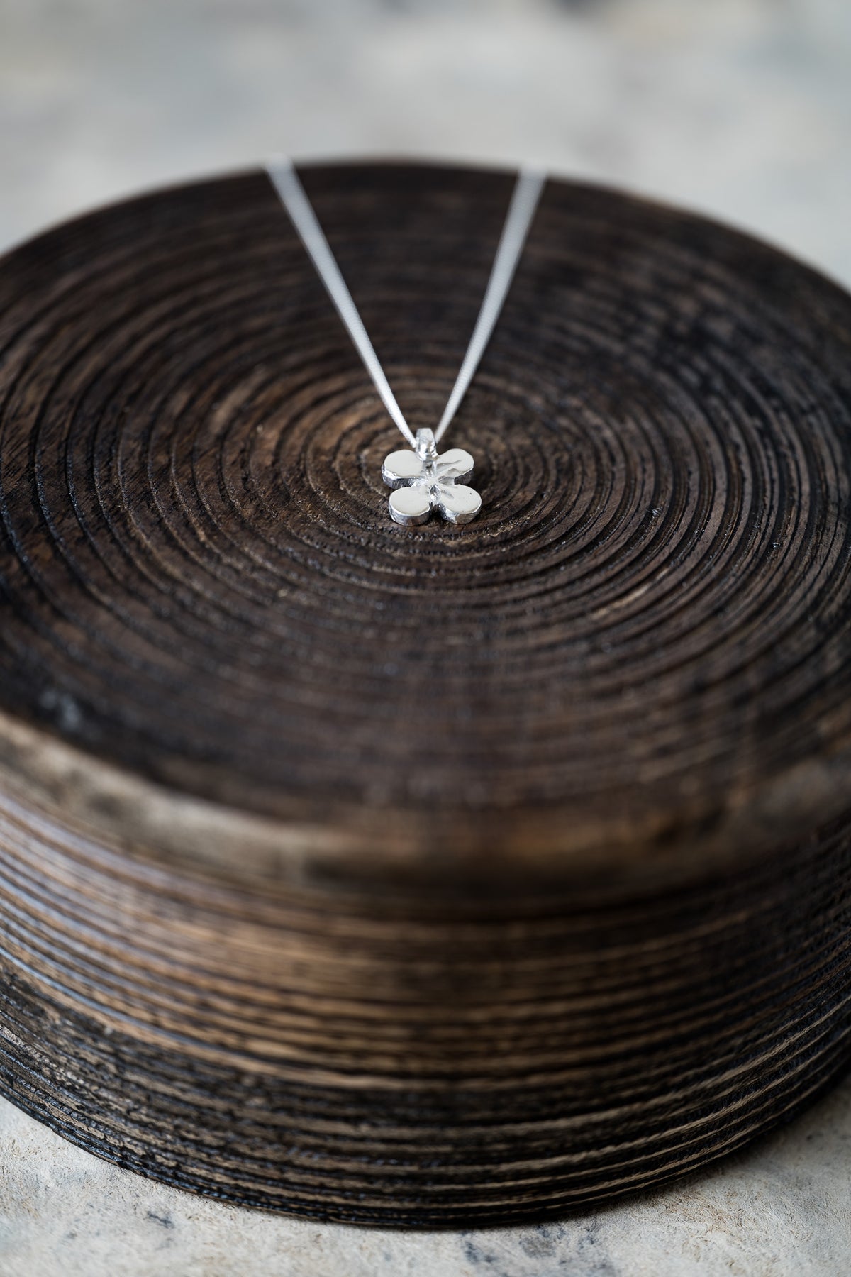 Handmade Sterling Silver Four Petal Flower Necklace | Dainty Floral Pendant