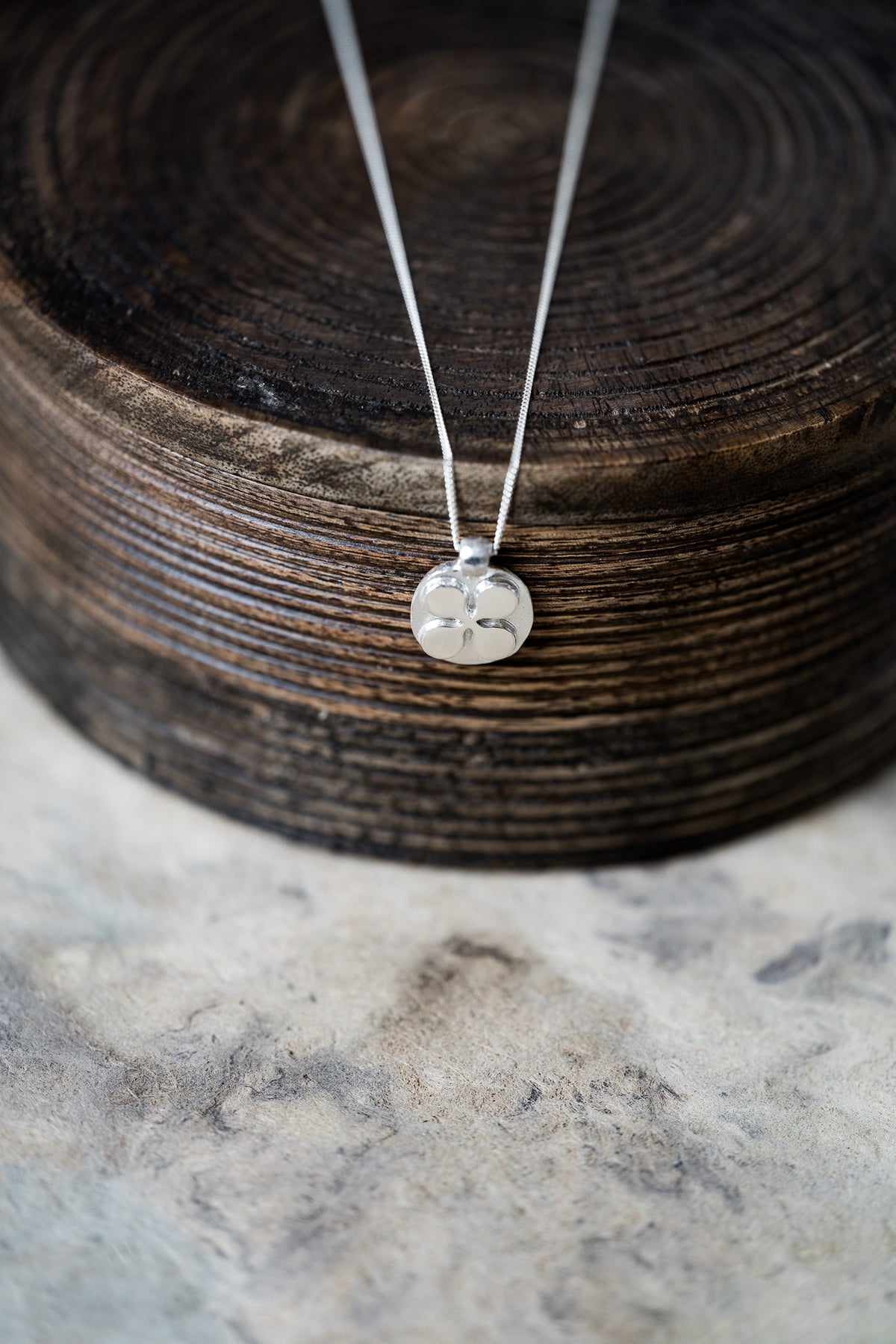 Handmade Sterling Silver Four Leaf Clover Medallion Necklace
