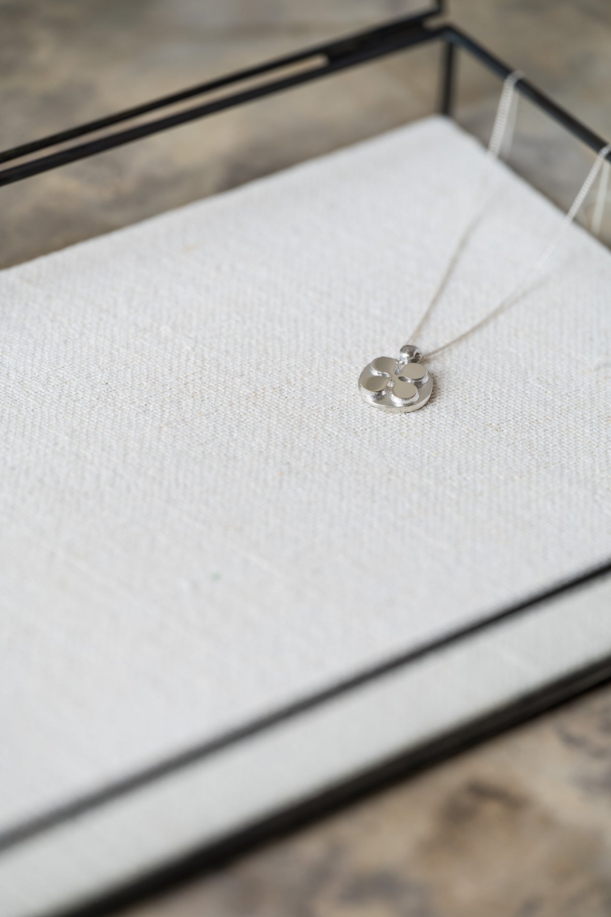 Handmade Sterling Silver Four Leaf Clover Medallion Necklace