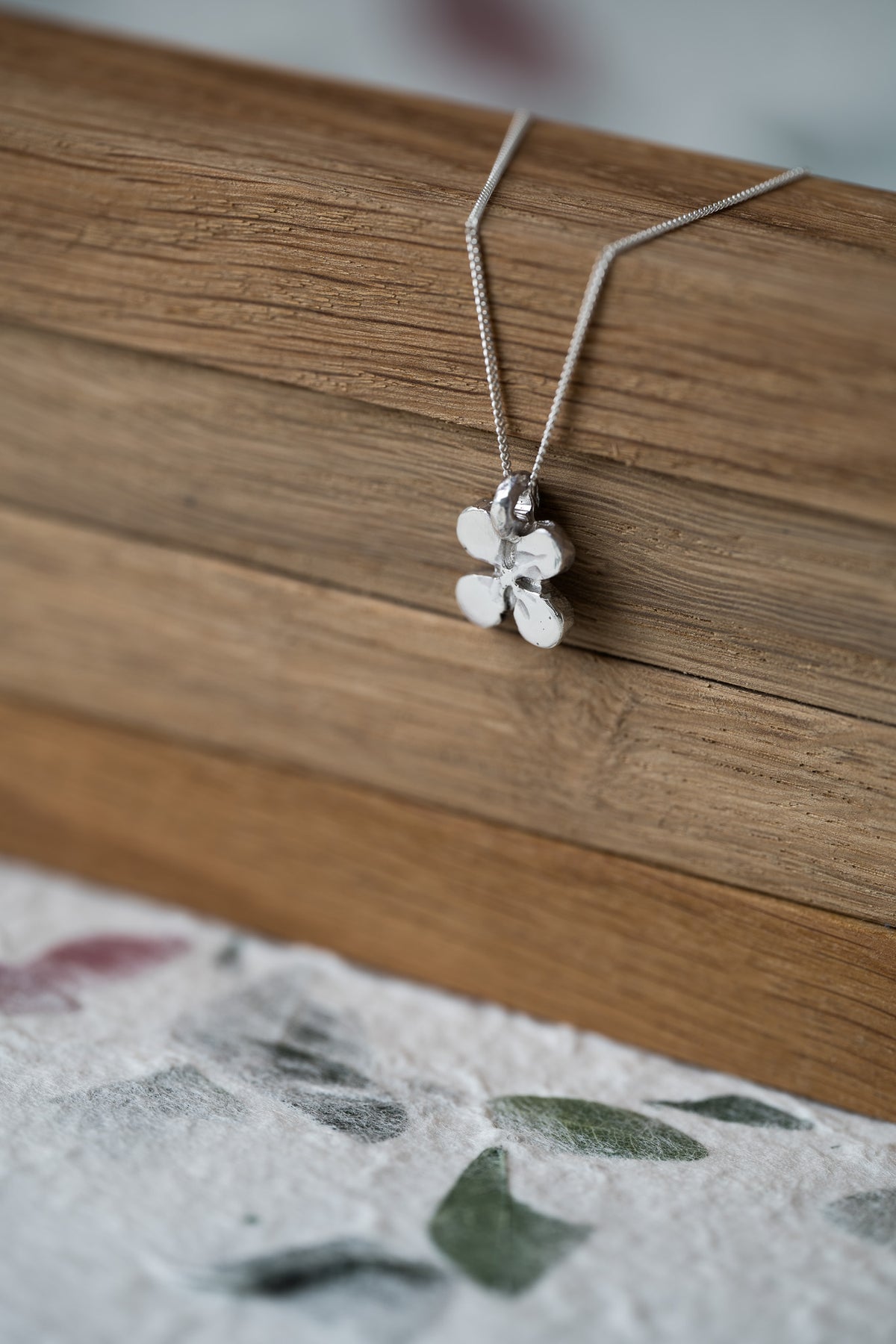 Handmade Sterling Silver Four Petal Flower Necklace | Dainty Floral Pendant
