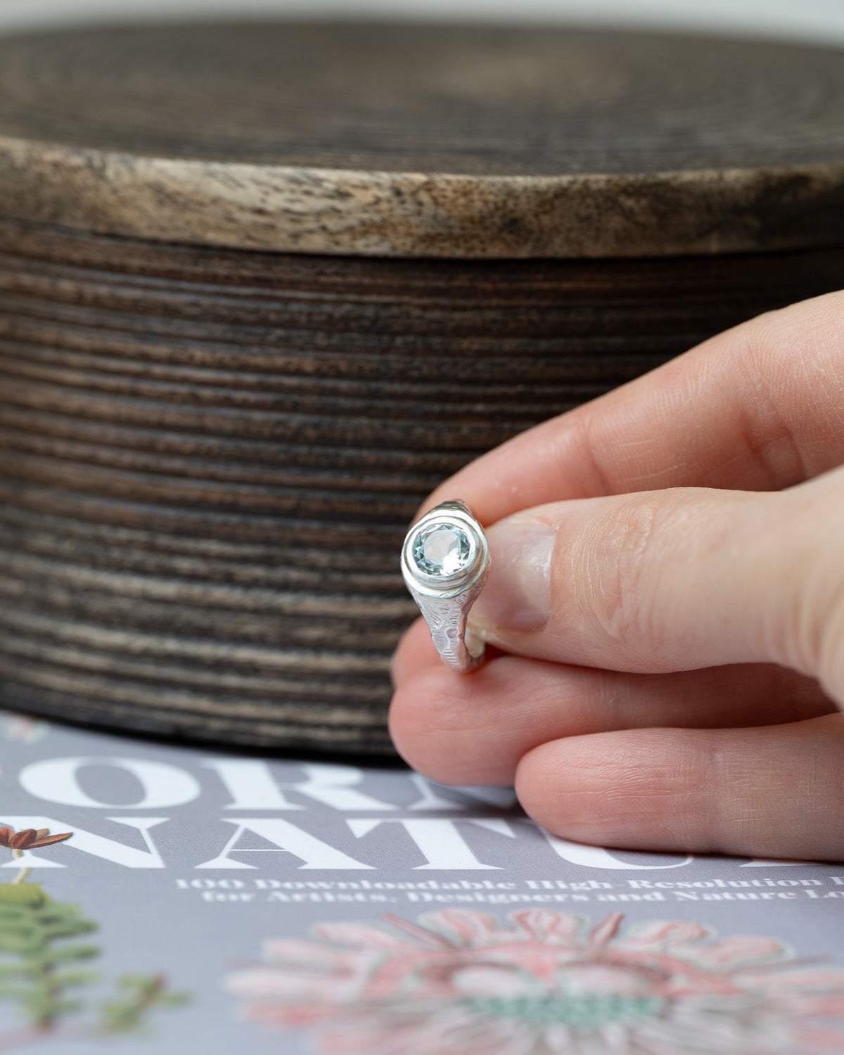 A Sculptural Aquamarine Pinky Signet Ring — Stillwater — Size 5 US
