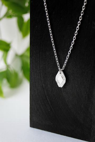 Sterling Silver Geometric Rhombus Necklace – Handmade Pendant, Minimalist Jewelry