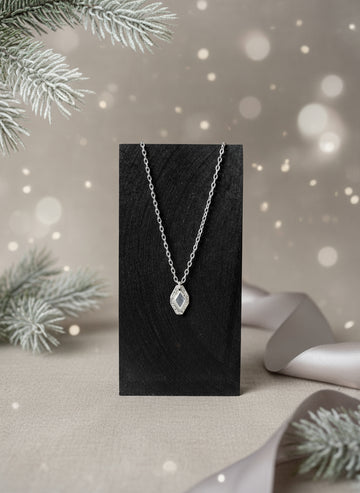 Sterling Silver Geometric Rhombus Necklace – Handmade Pendant, Minimalist Jewelry