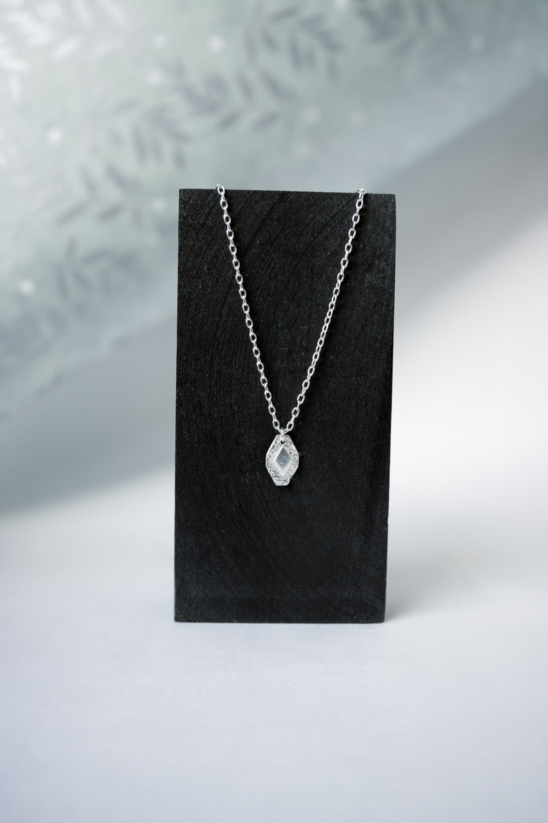 Sterling Silver Geometric Rhombus Necklace – Handmade Pendant, Minimalist Jewelry
