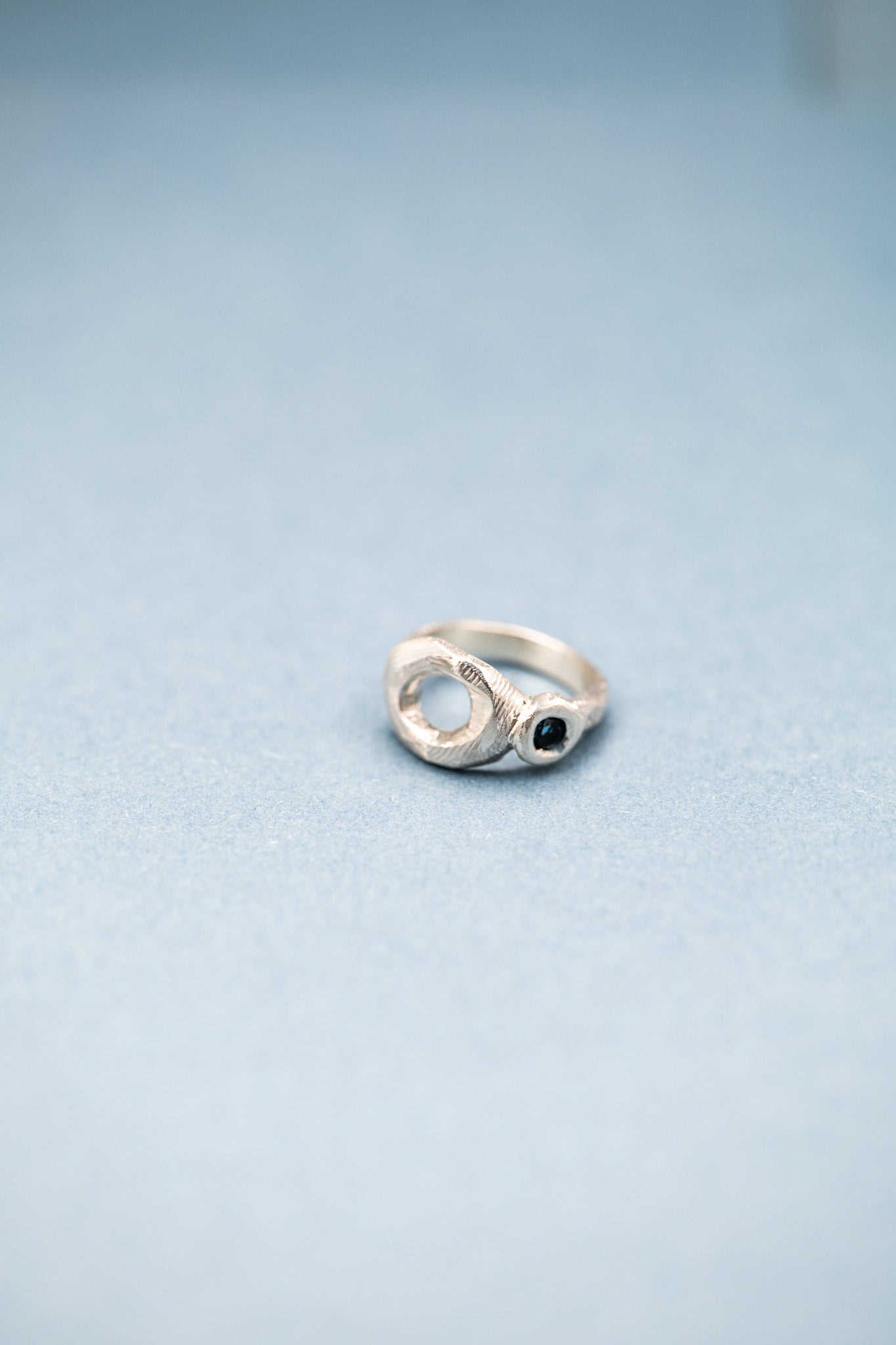 Sculptural Silver Ring with London Blue Topaz Stone