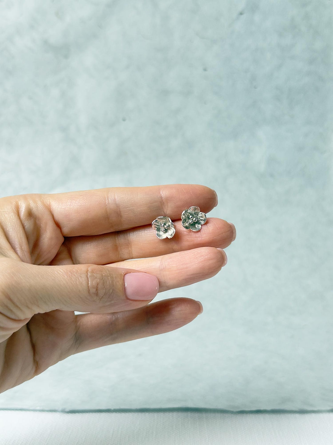 Handmade Small Flower Stud Earrings in Sterling Silver | Dainty Floral Studs for Everyday Wear