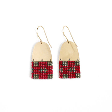 Beaded Handwoven Square with Brass Component