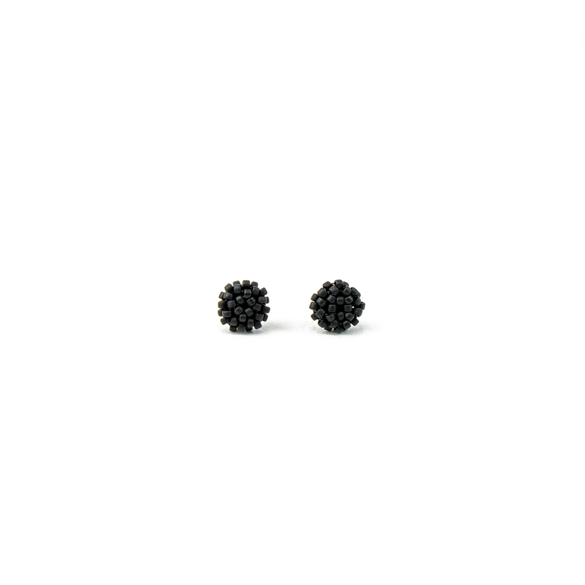 Black Beaded Stud Earrings