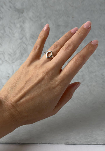 Handmade Sterling Silver Geometric Square Ring – Minimalist Modern Open Design Jewelry