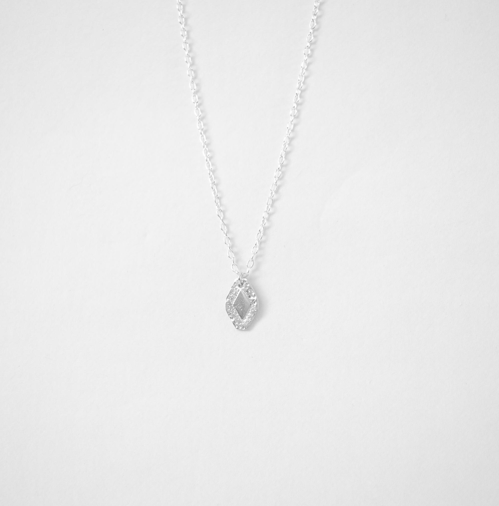 Sterling Silver Geometric Rhombus Necklace – Handmade Pendant, Minimalist Jewelry